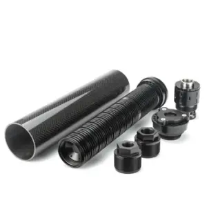 8.85"L 1.85"OD Carbon Fiber Modular Solvent Trap MST 8x Aluminum Cups 1/2×28,5/8×24 with 1/2×28,.578×28.9/16×24,13.5x1LH Booster