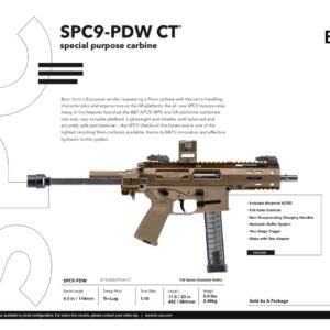 B&T SPC9-PDW CT Pistol -ACRO P2 FDE Bundle (Glock Mag Lower)