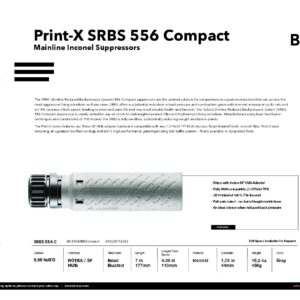 B&T Print-X SRBS 556 Compact Suppressor 3D Printed Inconel – SD-556SRBS-C