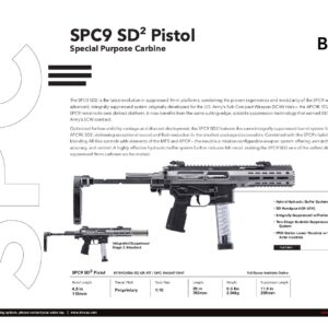 B&T Limited Sniper Grey SPC9 SD2 Pistol with Modular 2-Piece Titanium Suppressor and Tele-Brace