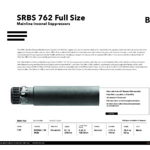 B&T SRBS 7.62 Full Size, 3D Printed, Inconel Suppressor with SF (Surefire Mount Hub) SD-762SRBS