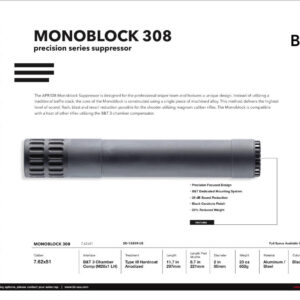 B&T APR308 Monoblock Suppressor, Designed for the APR308 Sniper System SD-12809-US