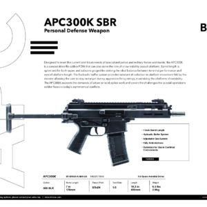 B&T APC300K SBR Personal Defense Weapon BT-361660-K-SBR-US
