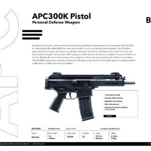 B&T APC300K Pistol Personal Defense Weapon BT-361660-K-US