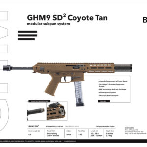 B&T GHM9 SD 2 Coyote Tan Modular Subgun System, With Print-X TI Suppressor & GHM9-SD Telscopic Brace